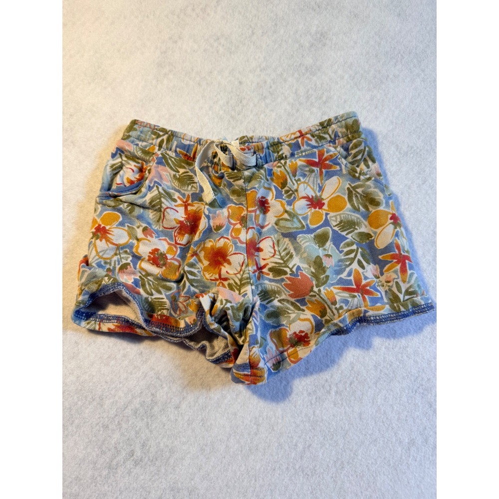 Carters Kid Girls Floral French Terry Shorts Blue Orange Size 7 7A Tropical